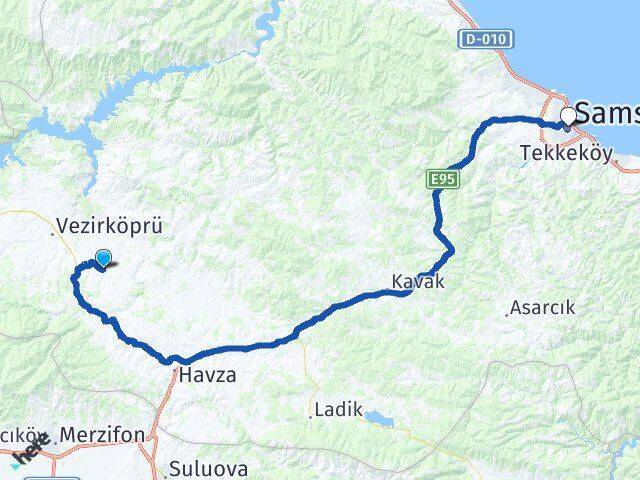 Bahçekonak Samsun Arası Kaç Km - Yol Tarifi