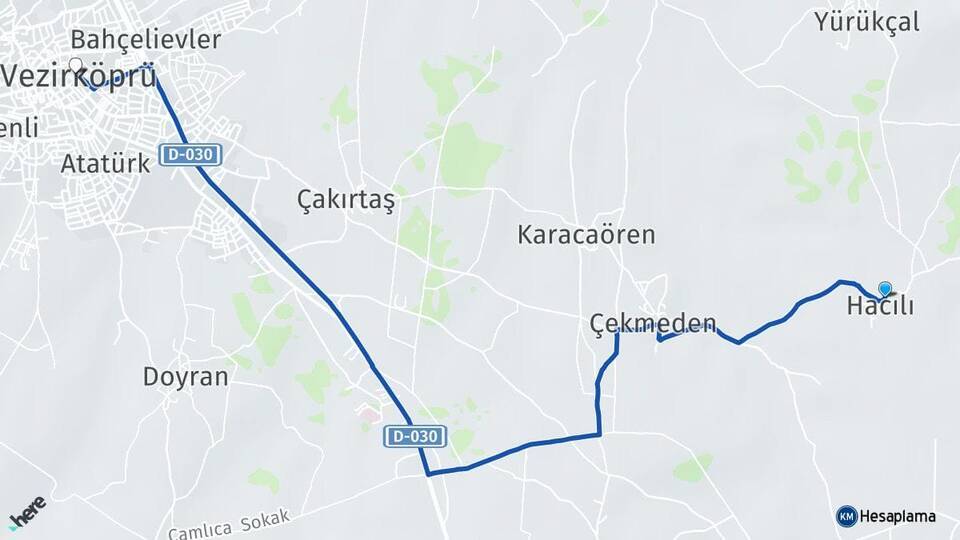 Hacılı Vezirköprü Arası Kaç Km - Yol Tarifi