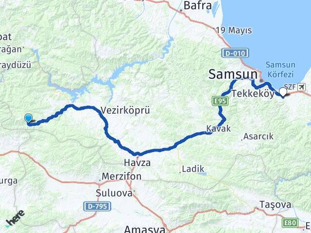 Sarıdibek Tekkeköy Otobüs Terminali Arası Kaç Km - Yol Tarifi