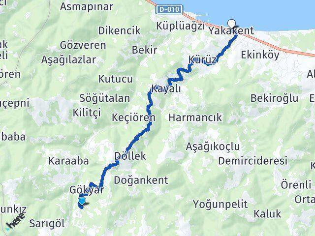 Mutaflı Yakakent Arası Kaç Km - Yol Tarifi