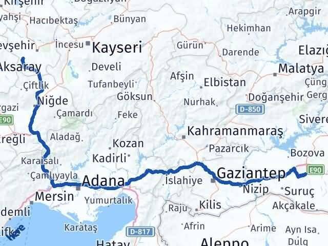 Şanlıurfa Acıgöl Nevşehir Arası Kaç Km - Yol Haritası
