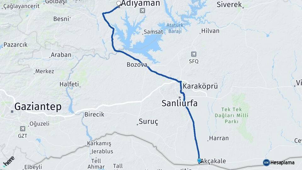 Şanlıurfa Akçakale Adıyaman Arası Kaç Km - Yol Haritası