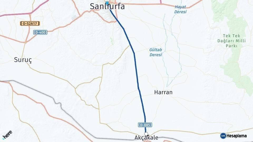 Şanlıurfa Akçakale Arası Kaç Km - Yol Haritası