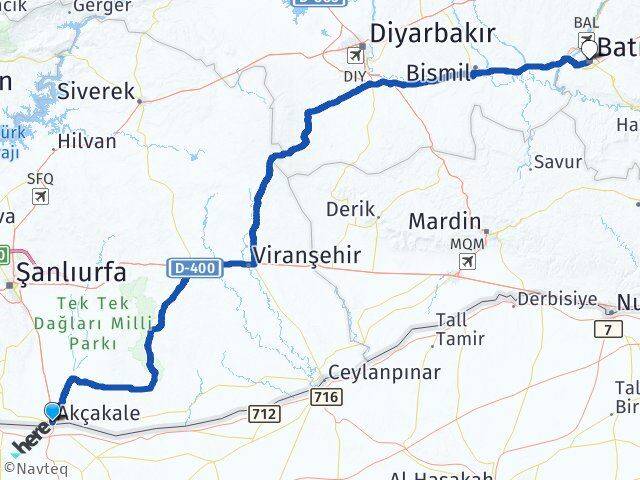Şanlıurfa Akçakale Batman Arası Kaç Km - Yol Haritası