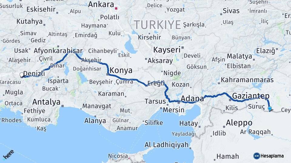 Şanlıurfa Akçakale Denizli Arası Kaç Km - Yol Haritası