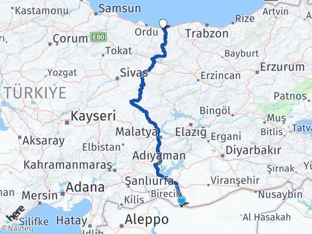 Şanlıurfa Akçakale Giresun Arası Kaç Km - Yol Haritası