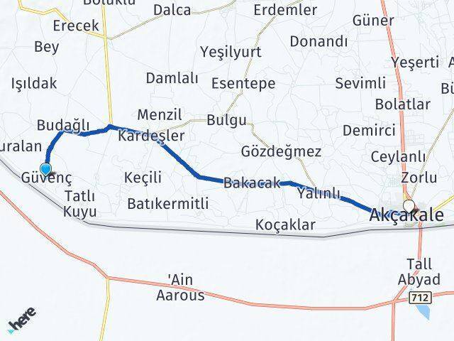Güvenç Akçakale Arası Kaç Km - Yol Tarifi