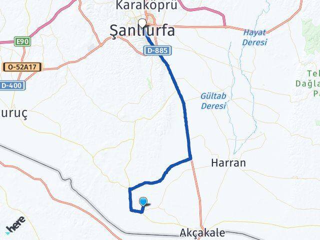 Şanlıurfa Akçakale Menzil Arası Kaç Km - Yol Haritası