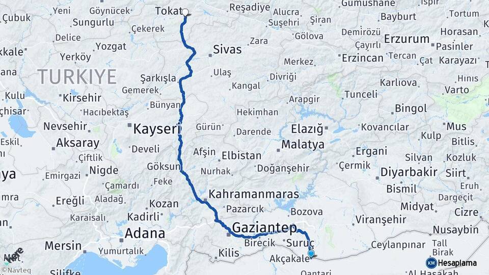 Şanlıurfa Akçakale Tokat Arası Kaç Km - Yol Haritası