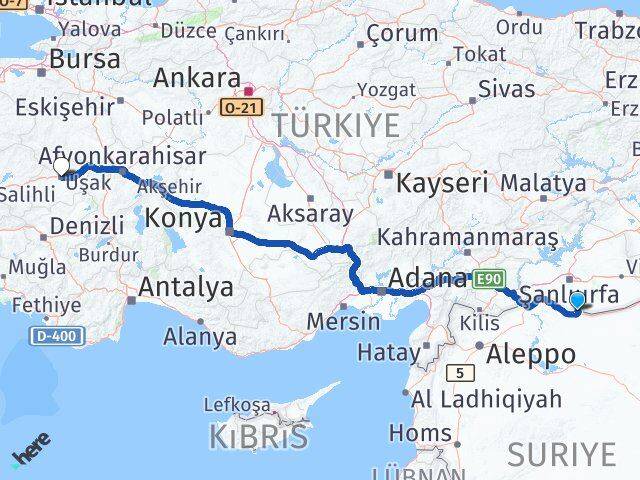 Şanlıurfa Akçakale Uşak Arası Kaç Km - Yol Haritası