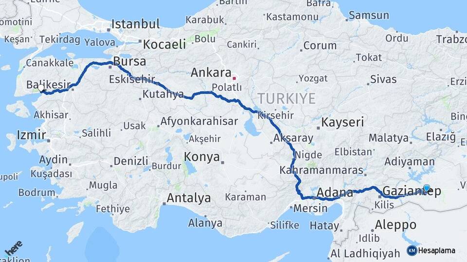 Şanlıurfa Akçay Edremit Balıkesir Arası Kaç Km - Yol Haritası