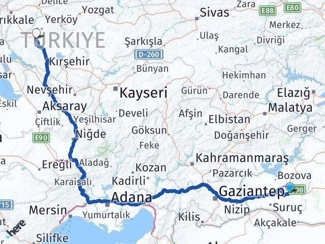 Şanlıurfa Akpınar Kırşehir Arası Kaç Km - Yol Haritası