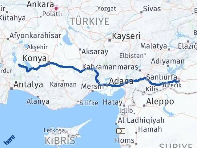 Şanlıurfa Aksu Isparta Arası Kaç Km - Yol Haritası