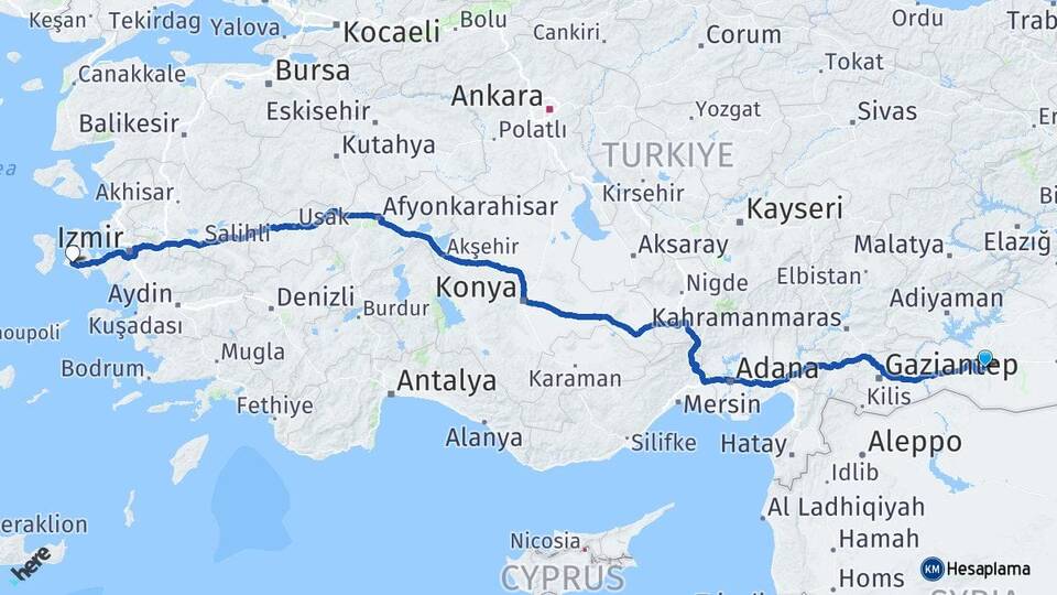 Şanlıurfa Alaçatı Çeşme İzmir Arası Kaç Km - Yol Haritası