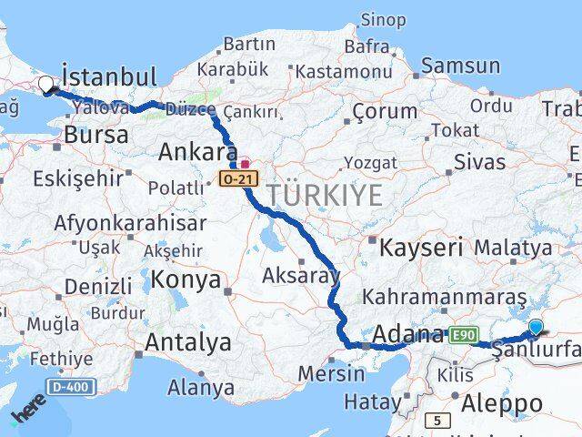Şanlıurfa Atatürk Havalimanı Arası Kaç Km - Yol Haritası