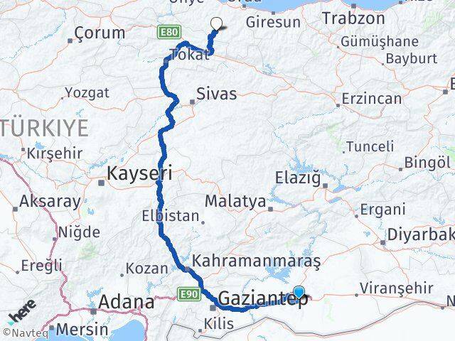 Şanlıurfa Aybastı Ordu Arası Kaç Km - Yol Haritası