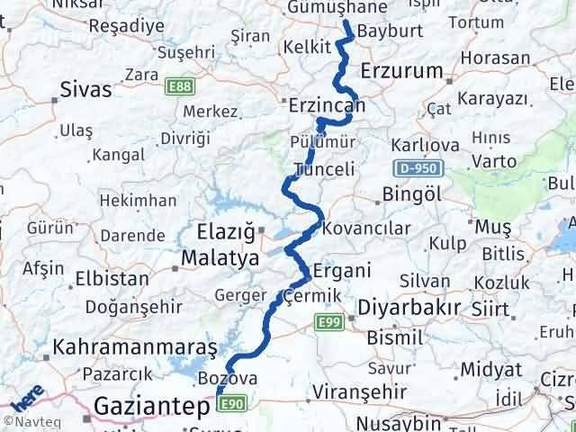 Şanlıurfa Aydıntepe Bayburt Arası Kaç Km - Yol Haritası