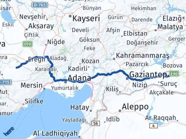 Şanlıurfa Ayrancı Karaman Arası Kaç Km - Yol Haritası