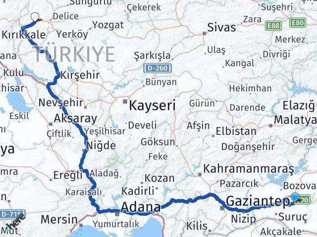 Şanlıurfa Balışeyh Kırıkkale Arası Kaç Km - Yol Haritası