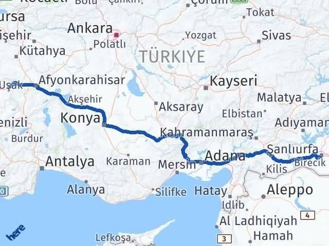 Şanlıurfa Banaz Uşak Arası Kaç Km - Yol Haritası