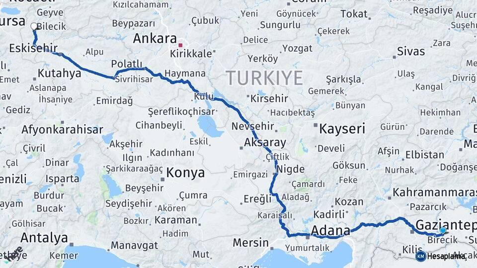 Şanlıurfa Birecik Bilecik Arası Kaç Km - Yol Haritası