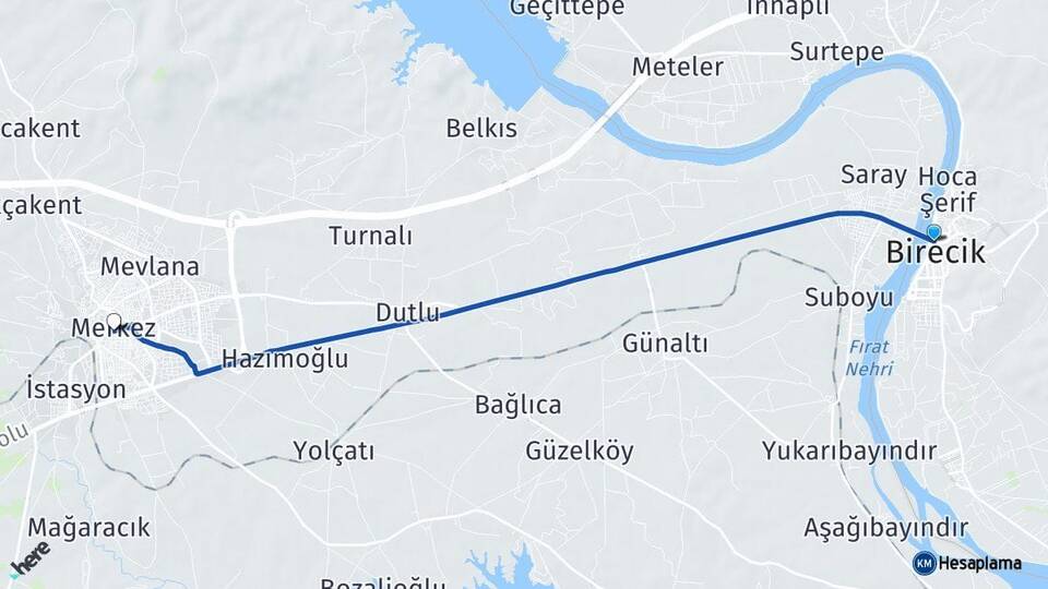 Şanlıurfa Birecik Nizip Gaziantep Arası Kaç Km - Yol Haritası