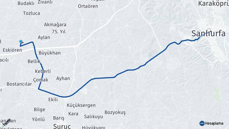 Şekerköy Şanlıurfa Arası Kaç Km - Yol Tarifi