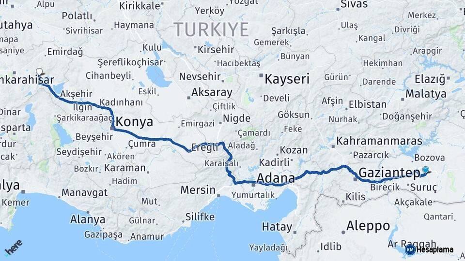 Şanlıurfa Bolvadin Afyonkarahisar Arası Kaç Km - Yol Haritası