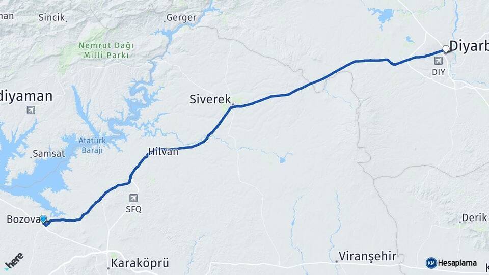 Şanlıurfa Bozova Diyarbakır Arası Kaç Km - Yol Haritası