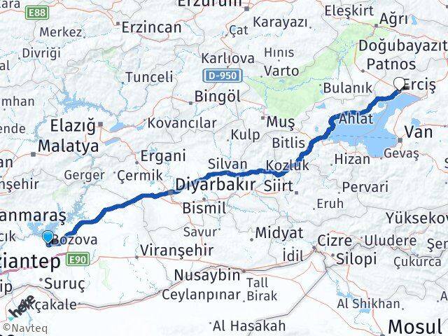 Şanlıurfa Bozova Erciş Van Arası Kaç Km - Yol Haritası