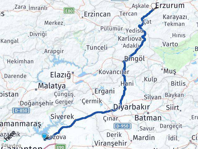 Bozova Erzurum Arası Kaç Km - Yol Tarifi