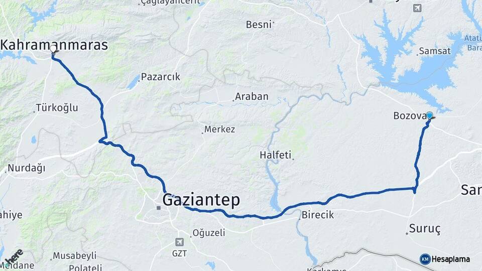 Şanlıurfa Bozova Kahramanmaraş Arası Kaç Km - Yol Haritası