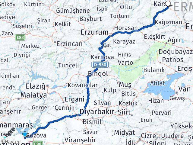 Bozova Kars Arası Kaç Km - Yol Tarifi