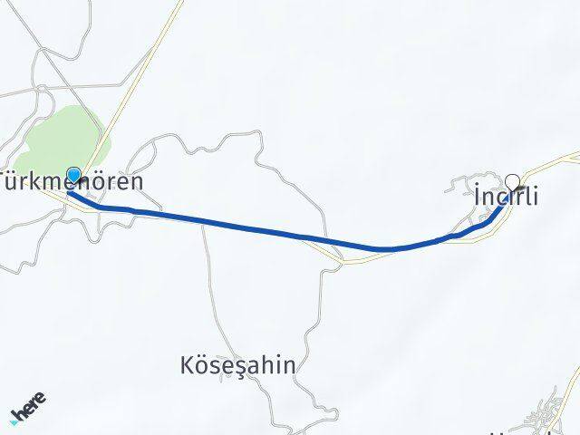 Türkmenören İncirli Arası Kaç Km - Yol Tarifi