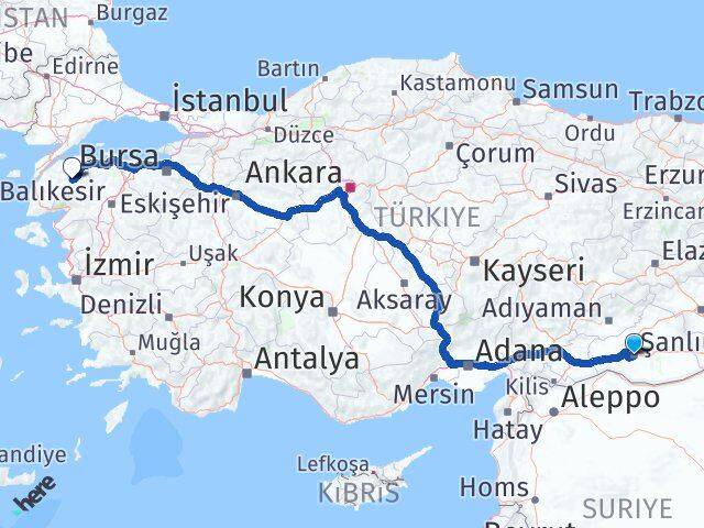 Şanlıurfa Çan Çanakkale Arası Kaç Km - Yol Haritası