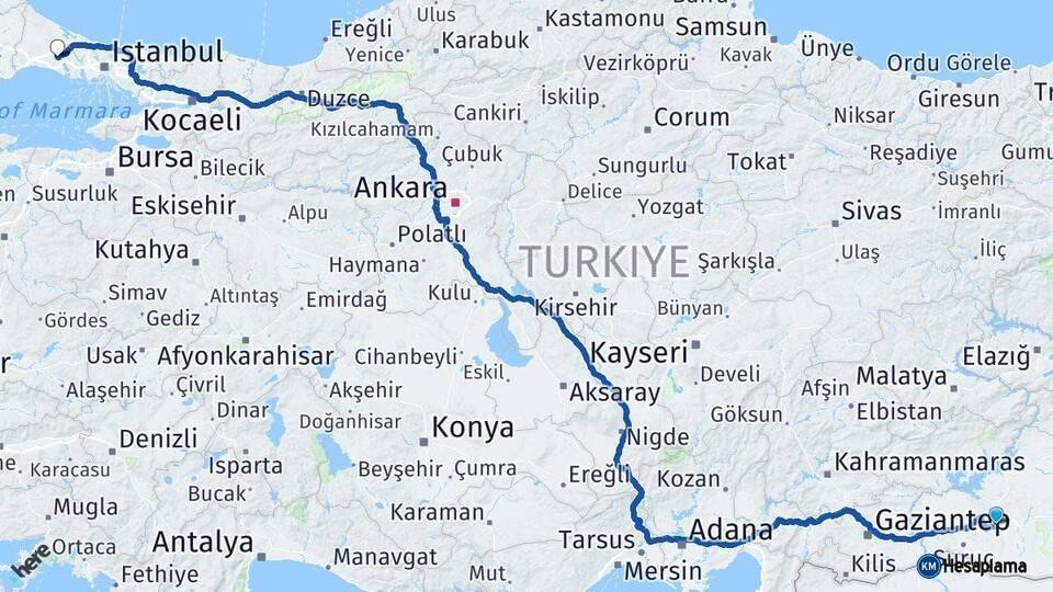 Şanlıurfa Çatalca İstanbul Arası Kaç Km - Yol Haritası