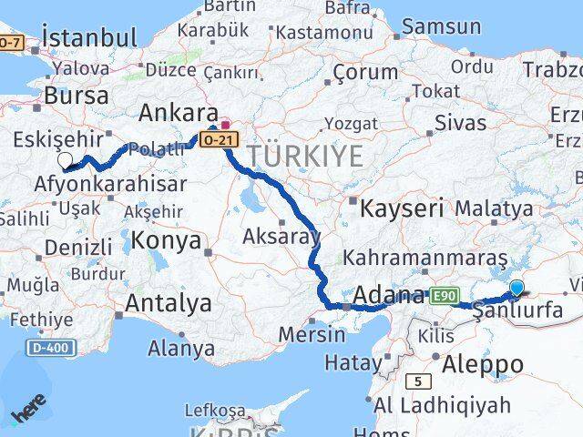 Şanlıurfa Çavdarhisar Kütahya Arası Kaç Km - Yol Haritası