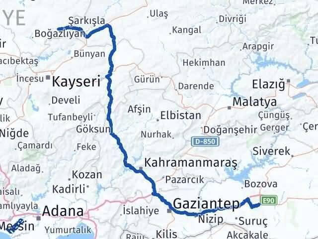 Şanlıurfa Çayıralan Yozgat Arası Kaç Km - Yol Haritası