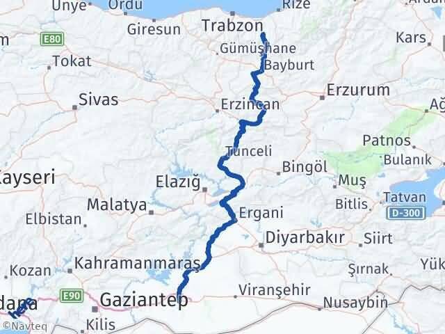 Şanlıurfa Çaykara Trabzon Arası Kaç Km - Yol Haritası