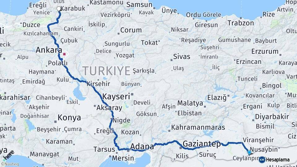 Şanlıurfa Ceylanpınar Karabük Arası Kaç Km - Yol Haritası