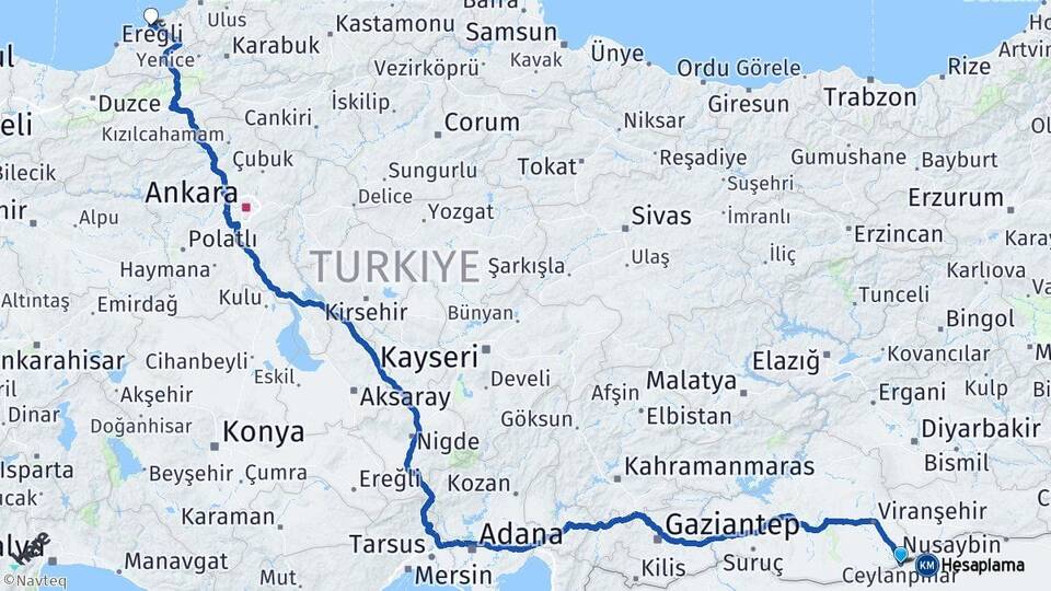 Şanlıurfa Ceylanpınar Zonguldak Arası Kaç Km - Yol Haritası