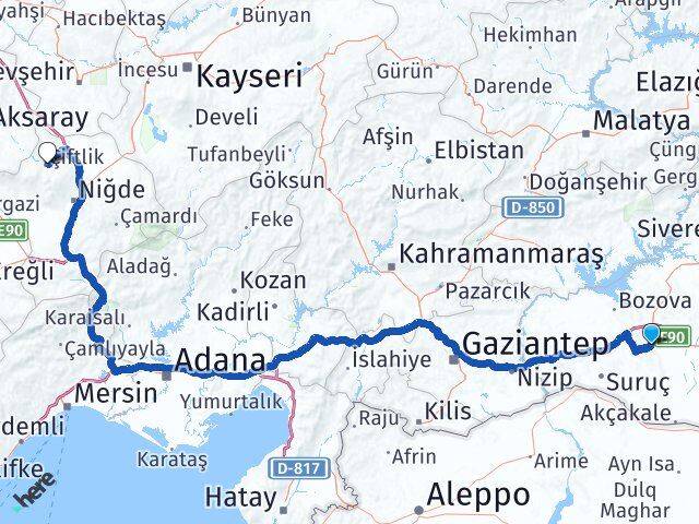 Şanlıurfa Çiftlik Niğde Arası Kaç Km - Yol Haritası