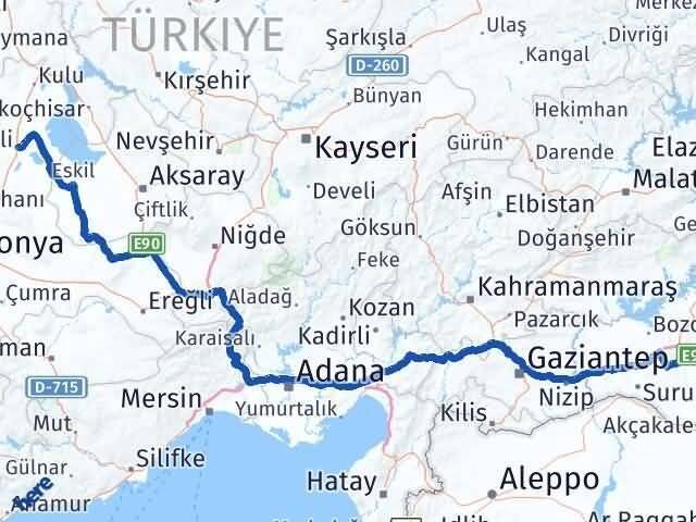 Şanlıurfa Cihanbeyli Konya Arası Kaç Km - Yol Haritası