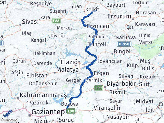 Şanlıurfa Demirözü Bayburt Arası Kaç Km - Yol Haritası