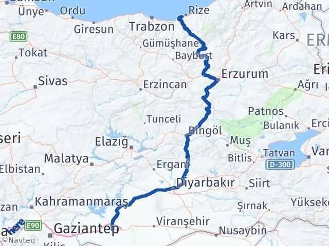Şanlıurfa Derepazarı Rize Arası Kaç Km - Yol Haritası