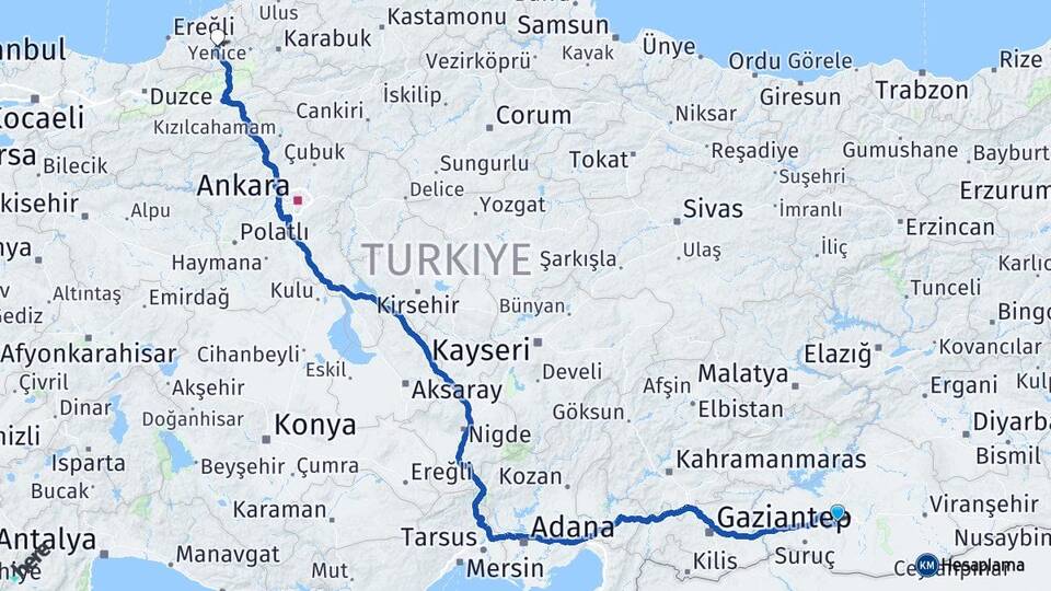 Şanlıurfa Devrek Zonguldak Arası Kaç Km - Yol Haritası