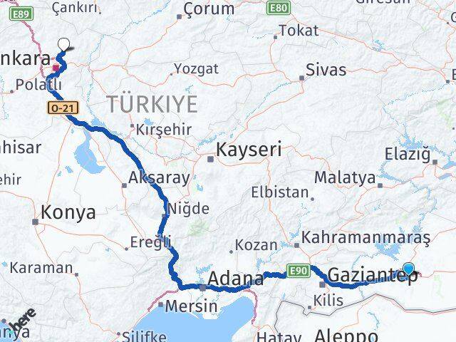 Şanlıurfa Esenboğa Havalimanı Arası Kaç Km - Yol Haritası