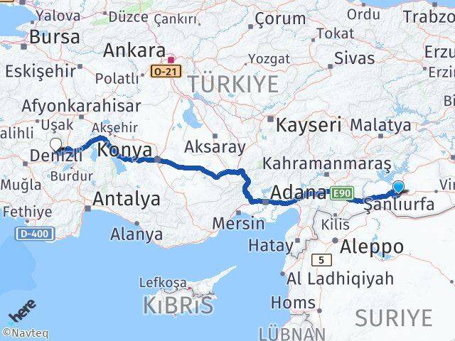 Şanlıurfa Evciler Afyonkarahisar Arası Kaç Km - Yol Haritası