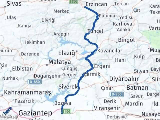 Eyyübiye Erzincan Arası Kaç Km - Yol Tarifi