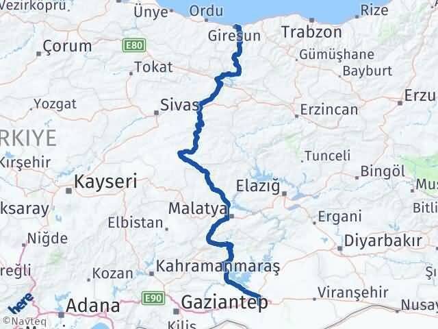 Eyyübiye Giresun Arası Kaç Km - Yol Tarifi